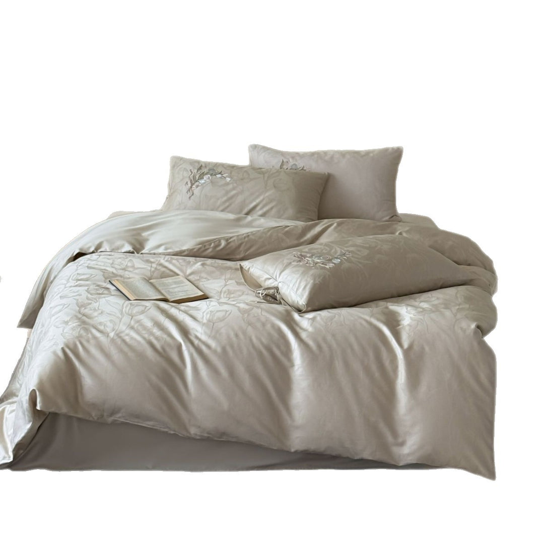 Luxury Embroidered Cotton Sateen Duvet Cover Set
