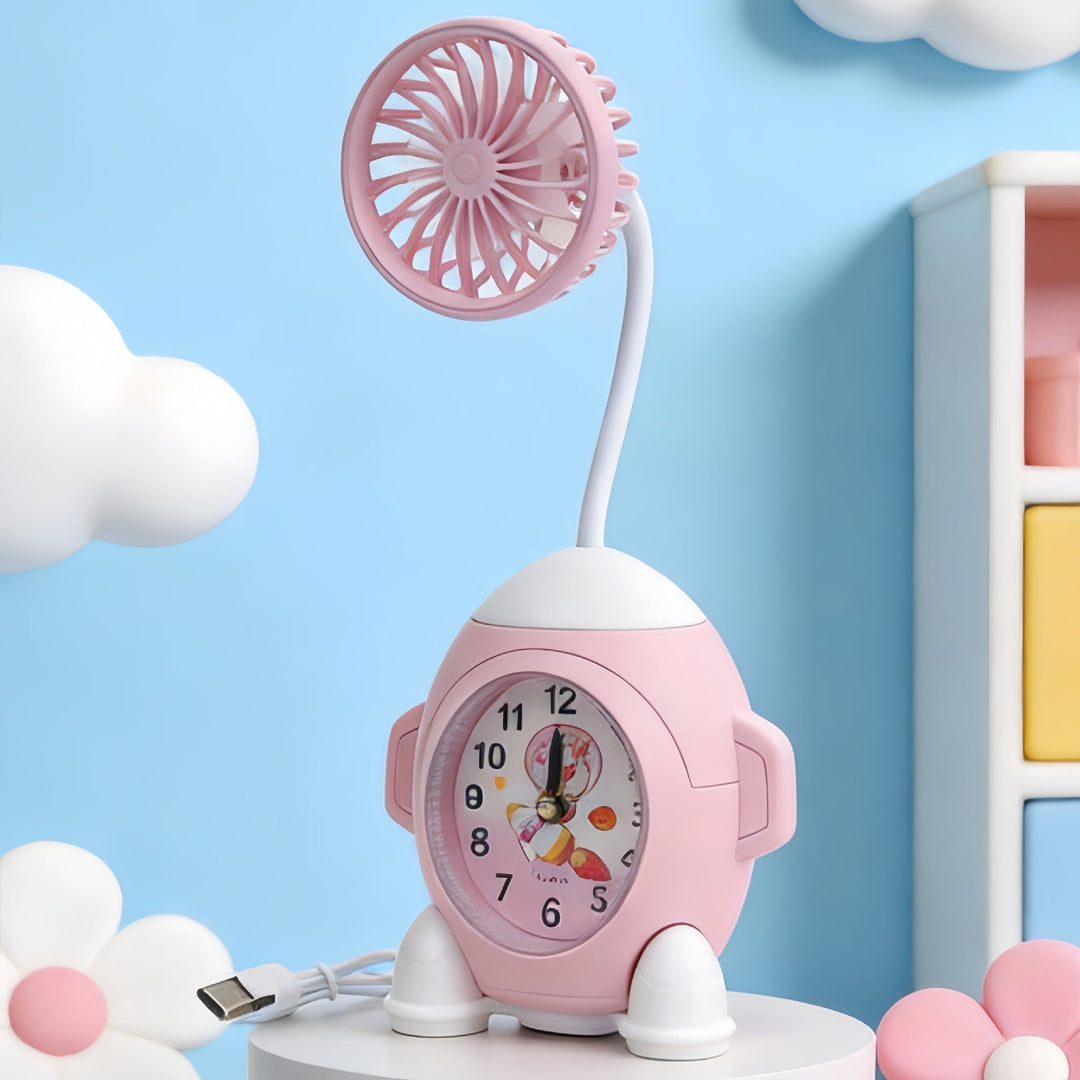 Ladies multifunctional table clock with integrated fan Stornfield