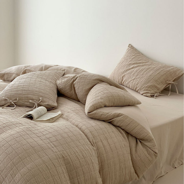 Washed Cotton Gingham Duvet Cover Set with Envelope Closure & Matching Pillow Shams