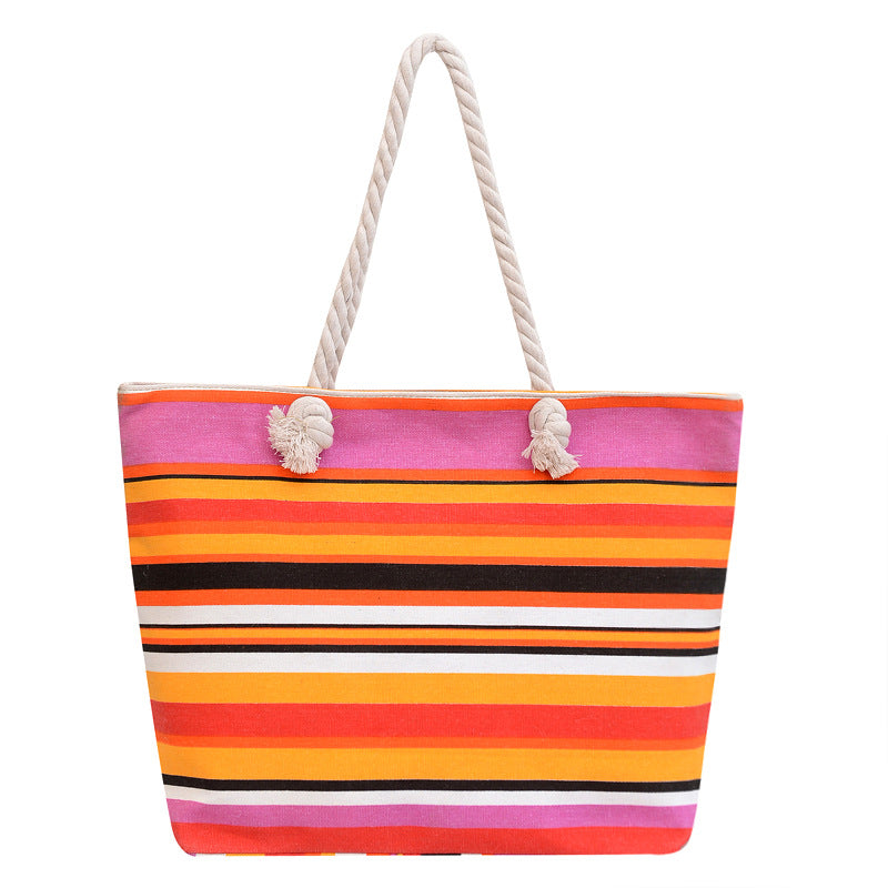 Striped Canvas Beach Tote