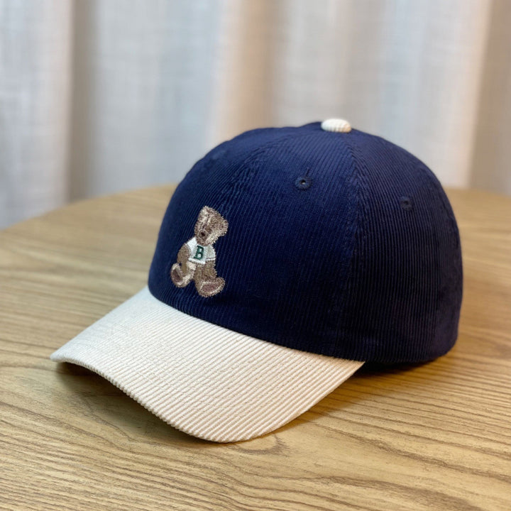 Women's Corduroy Baseball Cap with Teddy Bear Embroidery Stornfield