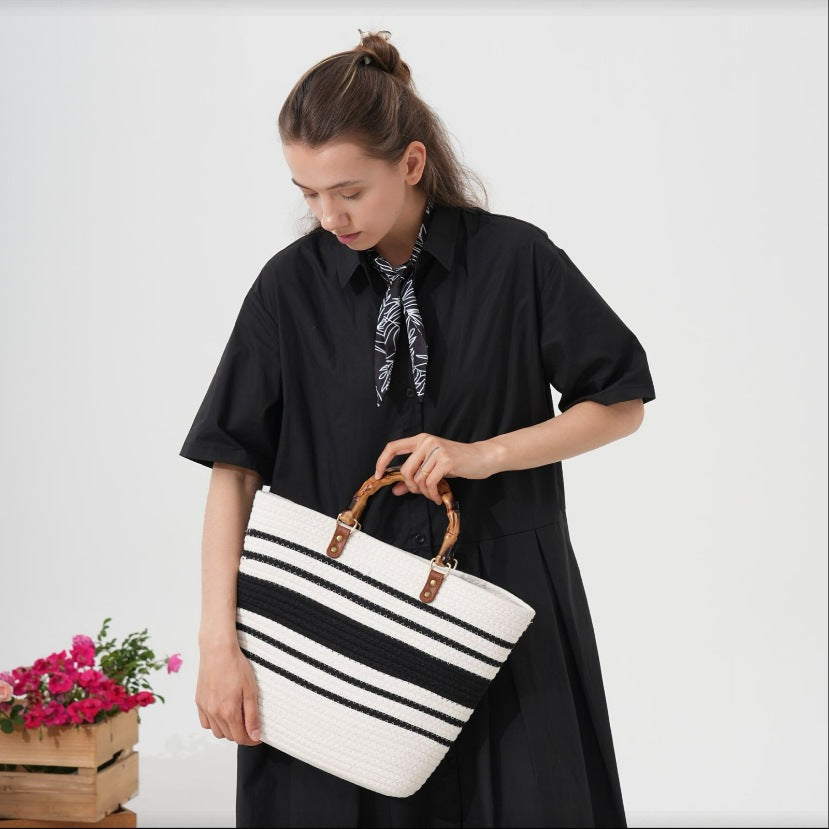Large beach bag with bamboo handles Stornfield