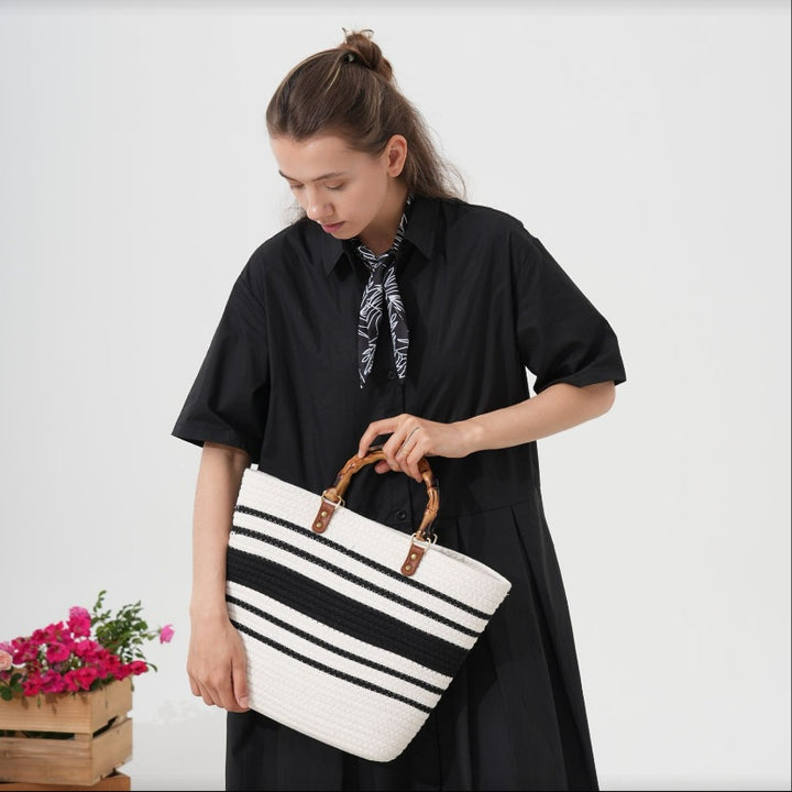 Large beach bag with bamboo handles Stornfield