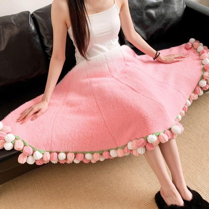 Poncho with Colorful Pom Pom Trim Stornfield