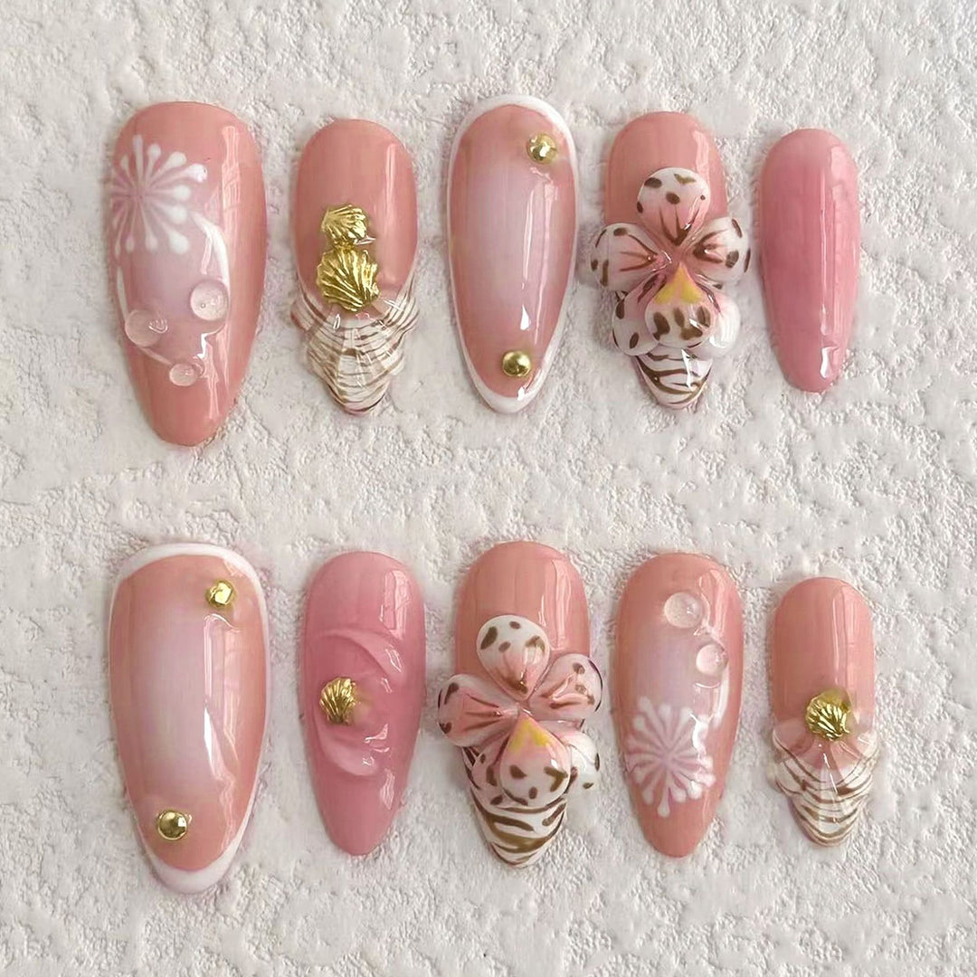 Elegant Floral Press-On Nail Art Design Stornfield