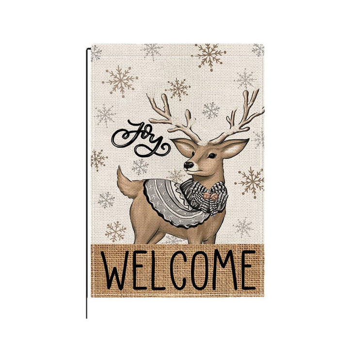 Holiday Welcome Burlap Garden Flag with Vintage Santa Illustration