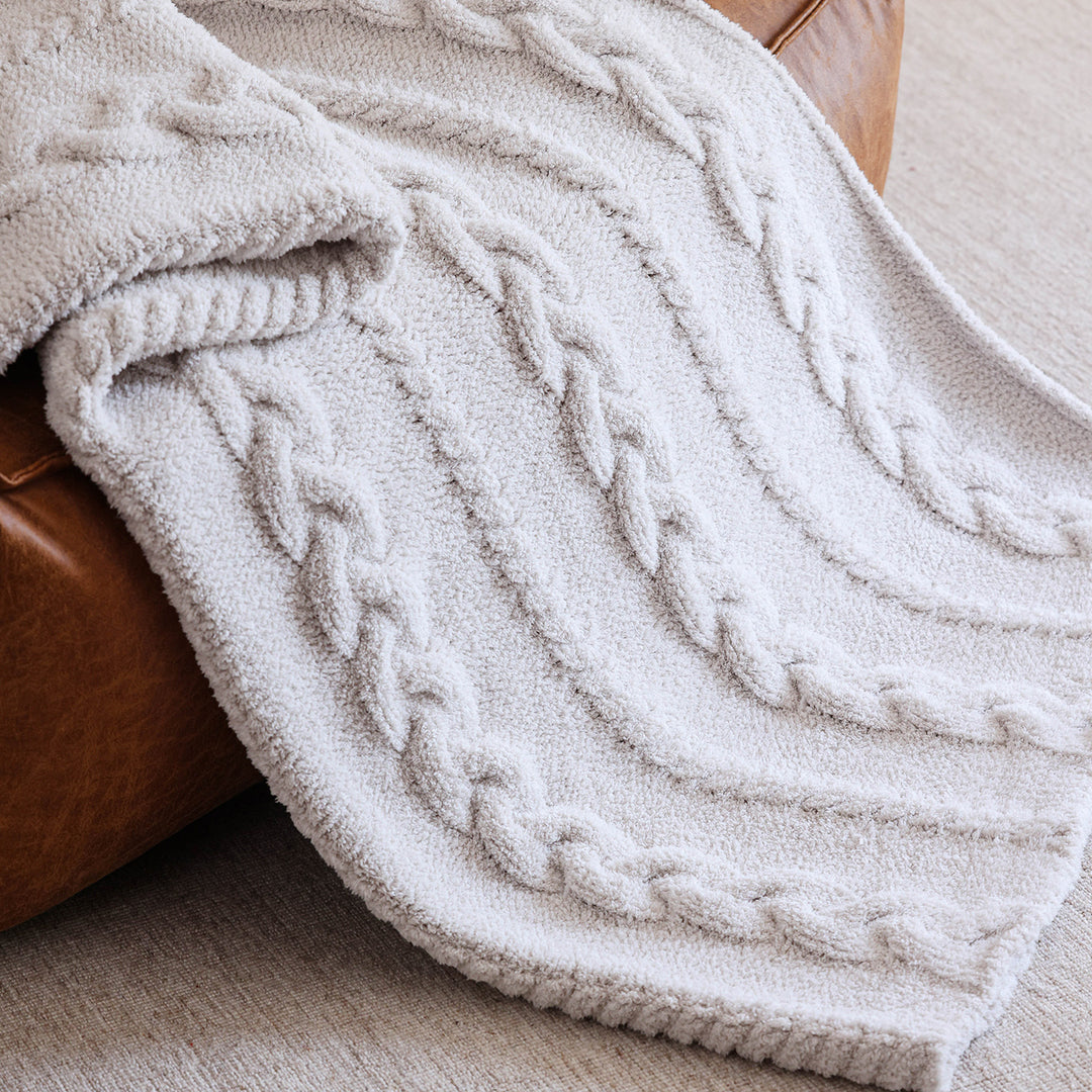 Heavyweight Cable Knit Throw Blanket