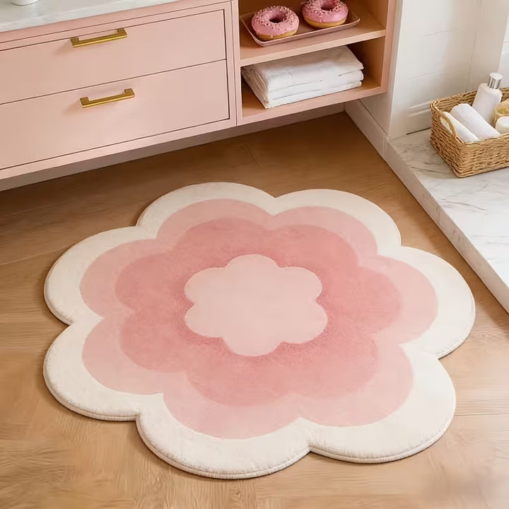 Floral Design Round Bath Mat