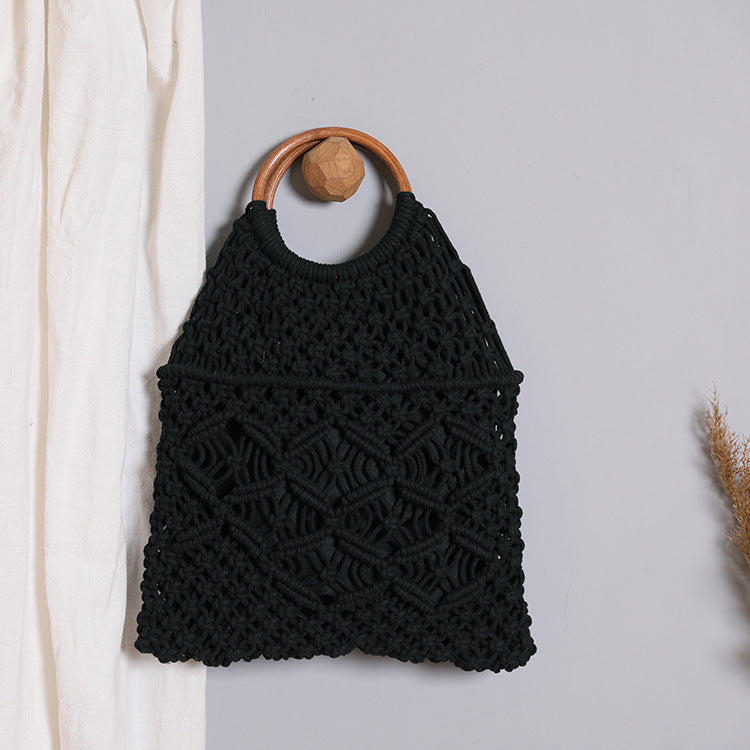 Macrame bag with wooden handle Stornfield