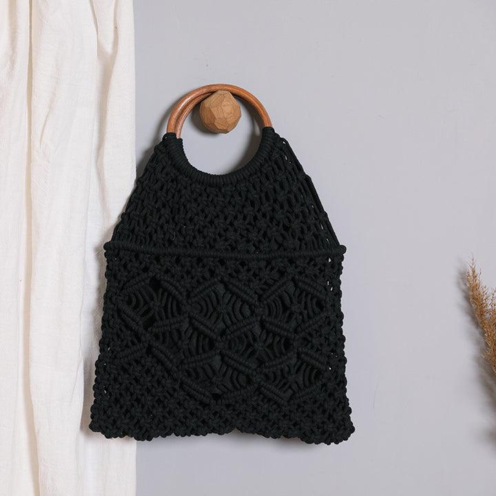 Macrame bag with wooden handle Stornfield