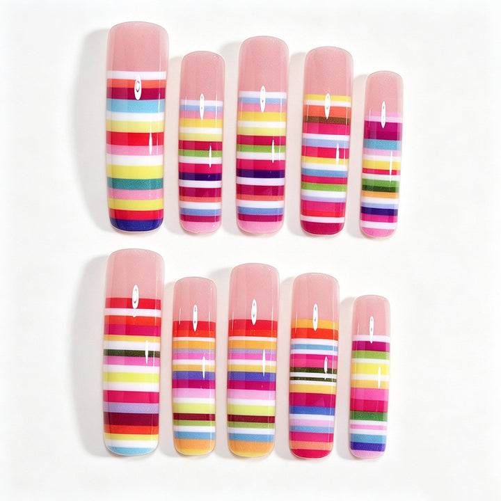 Colorful Striped Nail Art Tips Stornfield