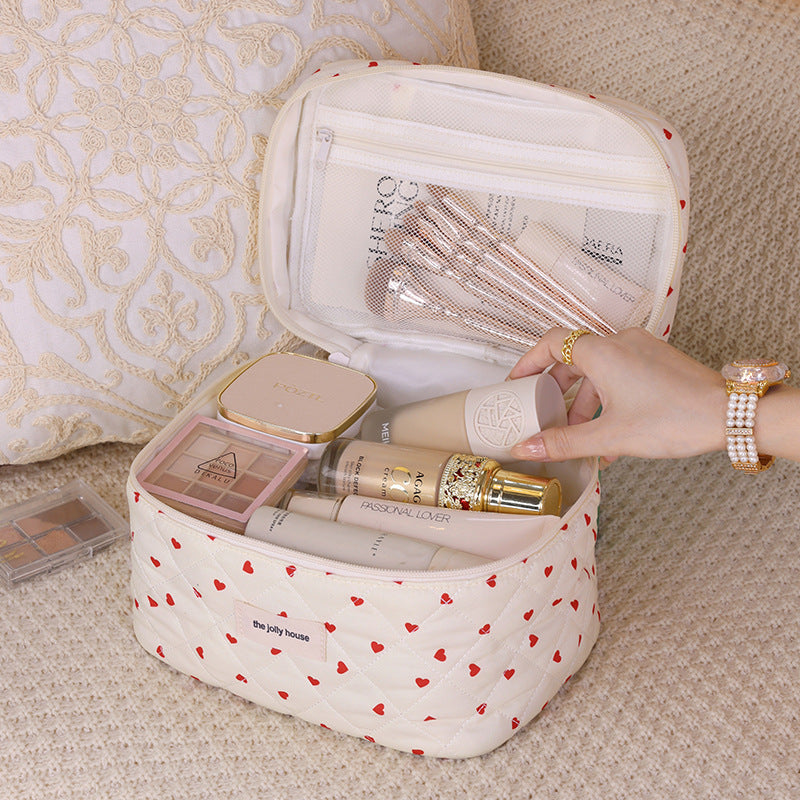 Cosmetic Storage Bag with Padded Design and Cute Heart Motif Stornfield