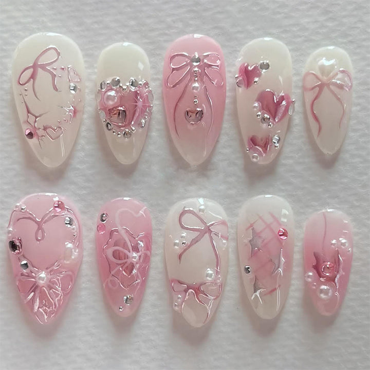 Decorative Bow Knot Press-On Nail Set Stornfield
