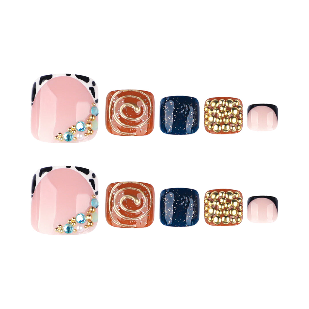 Artful toenail design with floral and sparkling accents Stornfield