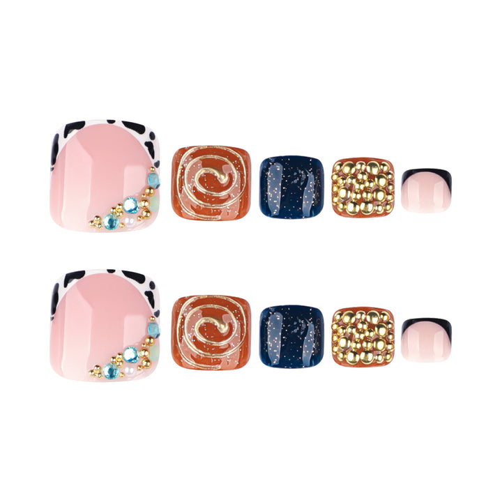 Artful toenail design with floral and sparkling accents Stornfield