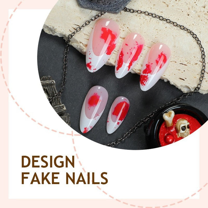 Artificial nail set with floral accents and unusual design Stornfield