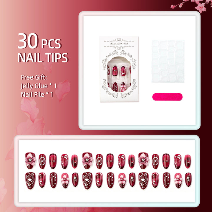 Decorative Floral Press-On Nail Kit