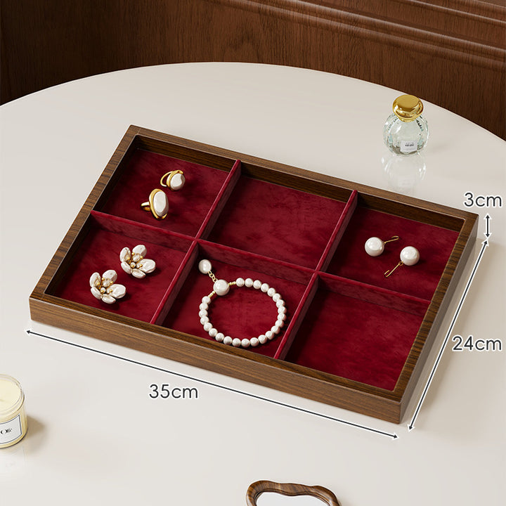 Twelve-Compartment Bamboo Jewelry Organizer Tray