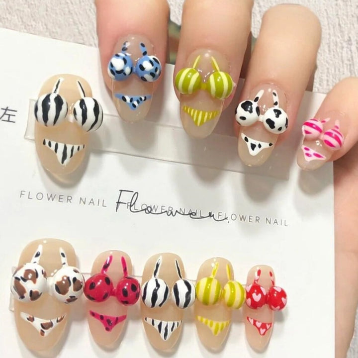 Nature-Themed Artistic Press-On Nail Set Stornfield