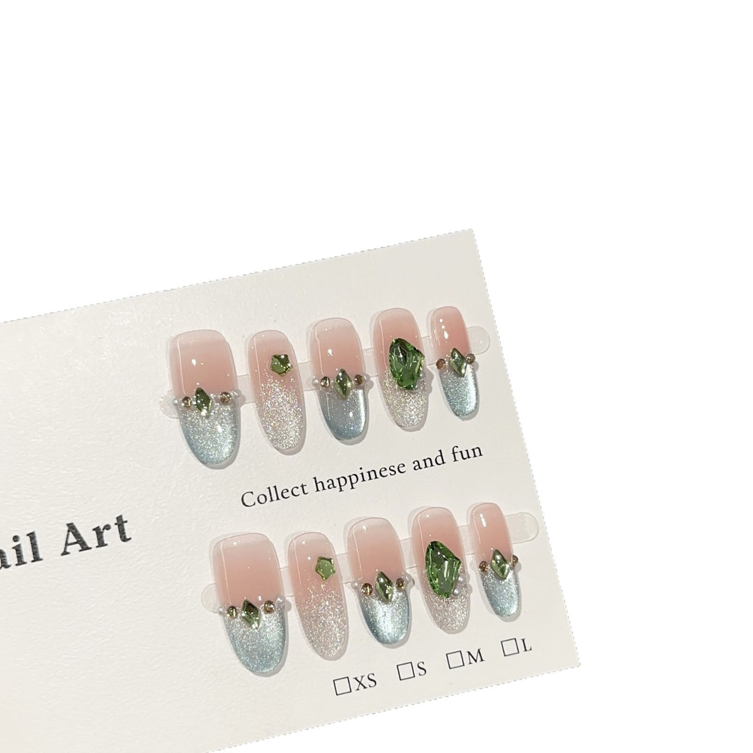Luxury Crystal-Embellished Press-On Nail Art