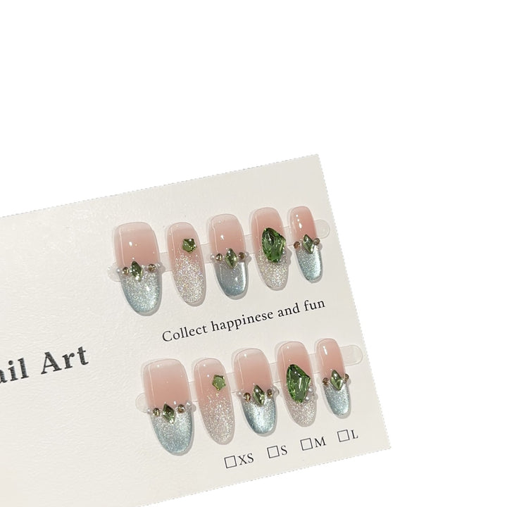 Luxury Crystal-Embellished Press-On Nail Art