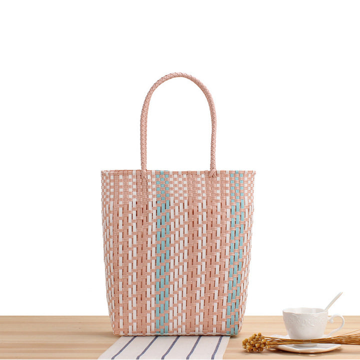 Braided Tote Bag with Colorful Design Stornfield