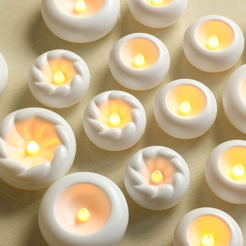 Flameless LED Floating Tea Light Candles in Clear Plastic Cups