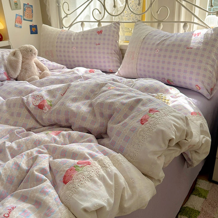 Soft Floral Embroidered Bedspread Set