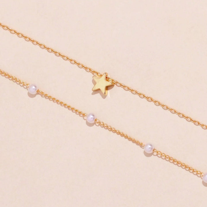 Layered Pearl and Star Pendant Necklace Stornfield