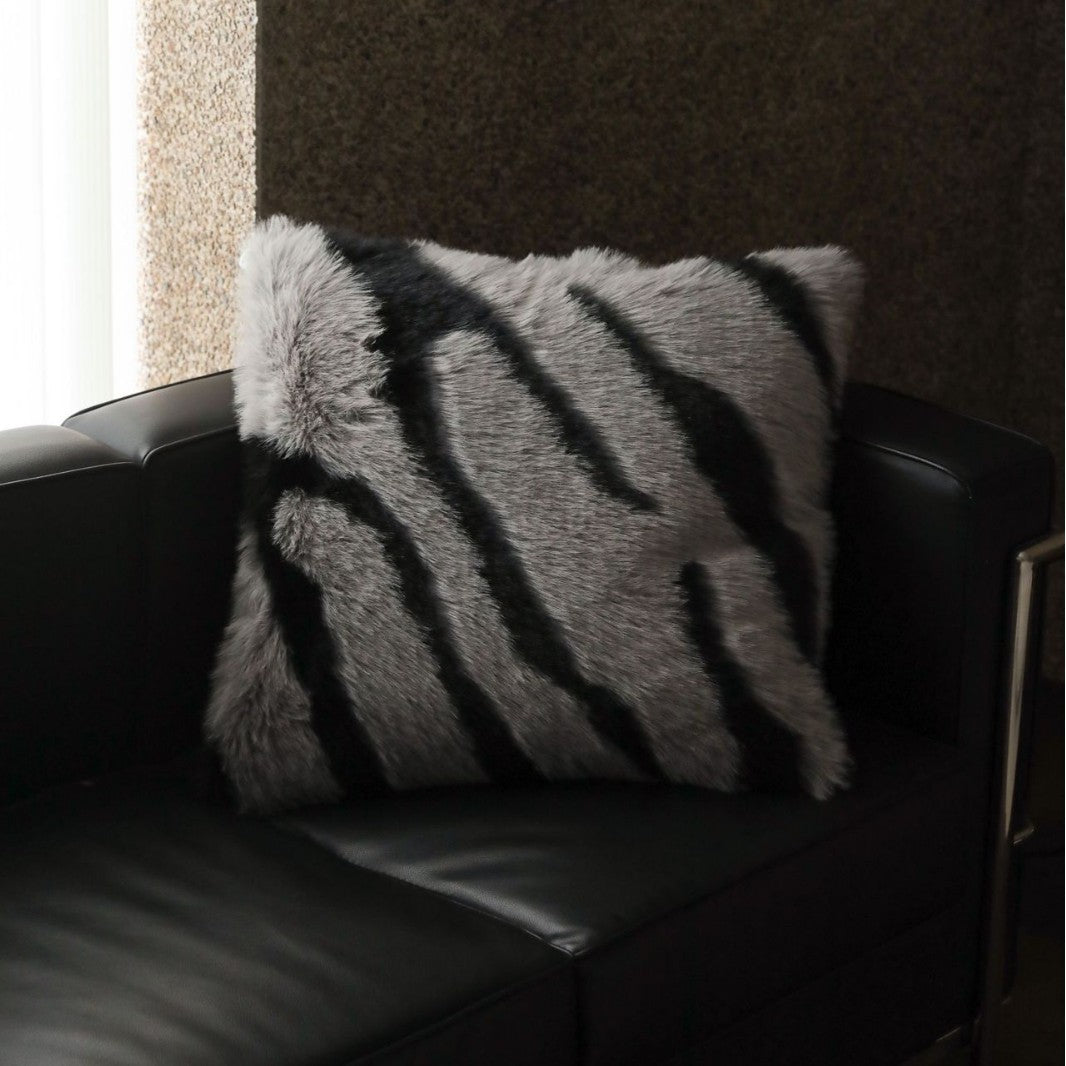 Faux fur bedspread with zebra design and extra fluffy texture