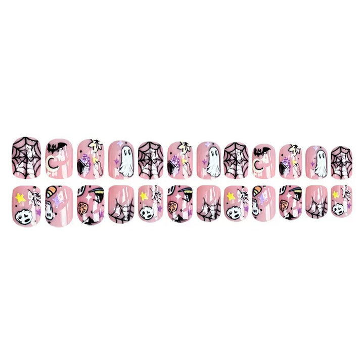 Halloween Fake Nail Set with Creative Horror Motifs and Intricate Designs Stornfield