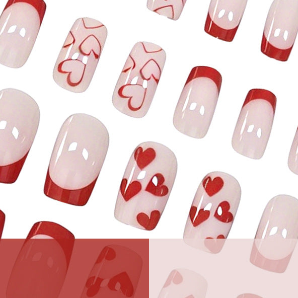 Artistic Heart-Design Acrylic Nail Enhancements Stornfield