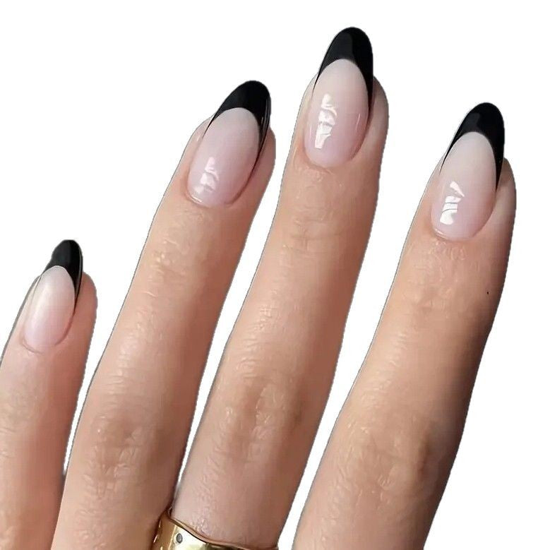 Elegant Black French Tip Acrylic Nail Enhancements Stornfield