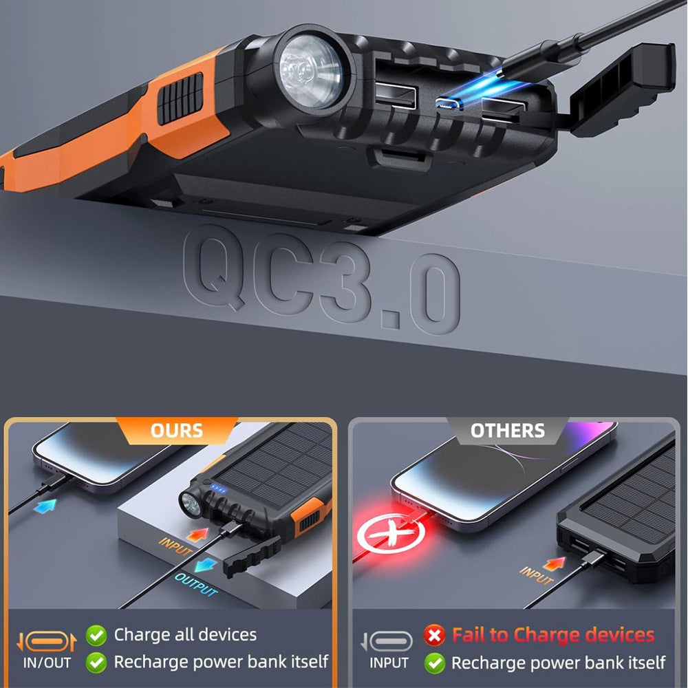 Solar-powered power bank with LED flashlight and sturdy housing Stornfield