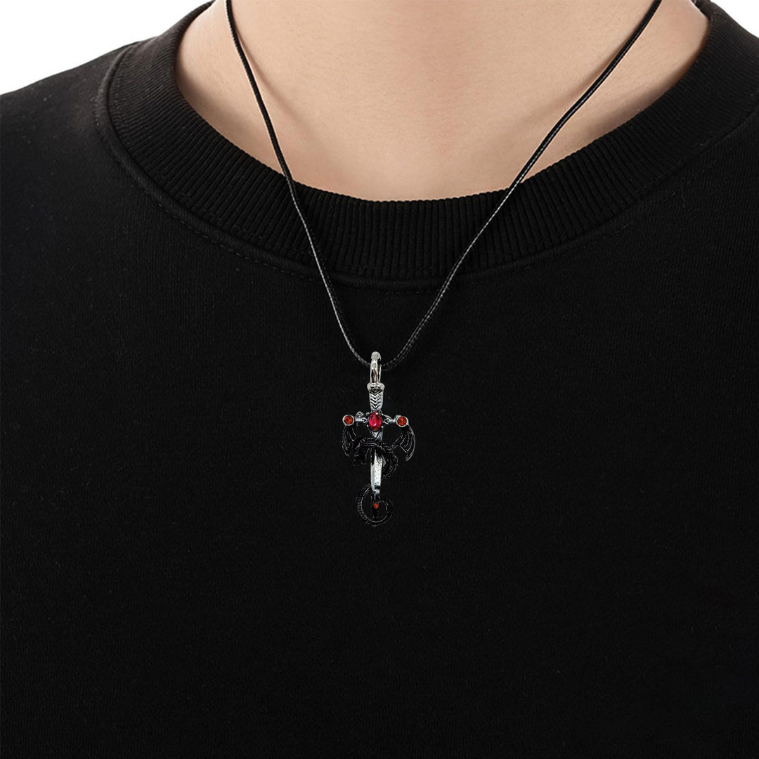 Dragon-Embellished Sword Pendant Necklace Stornfield
