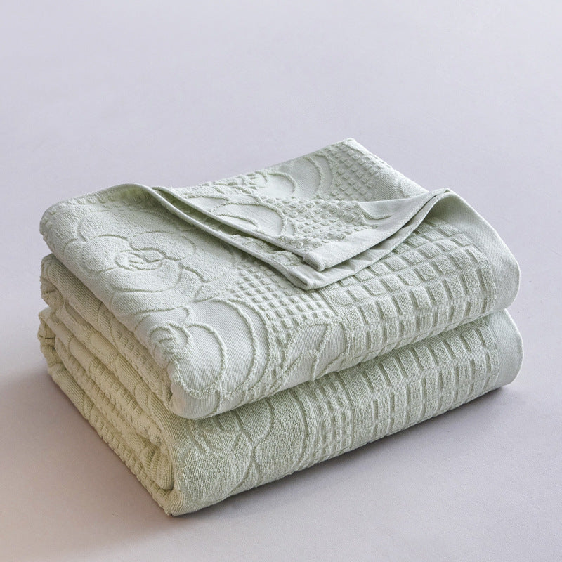 Textured Jacquard Cotton Bath Towel Set with Floral Relief Pattern