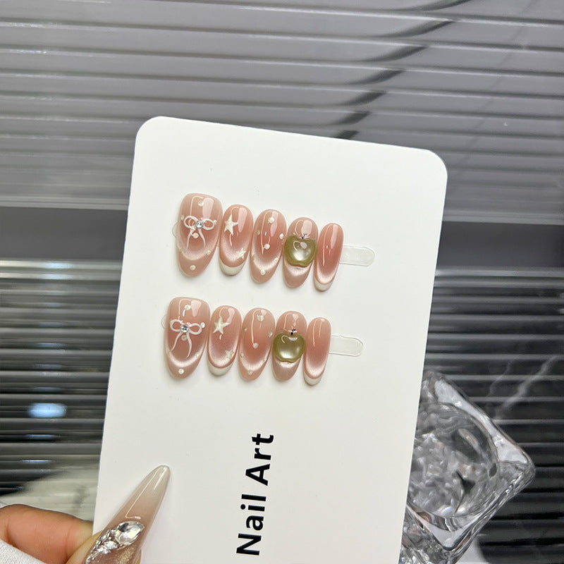 Decorative Press-On Nail Art Set with Floral and Heart Accents
