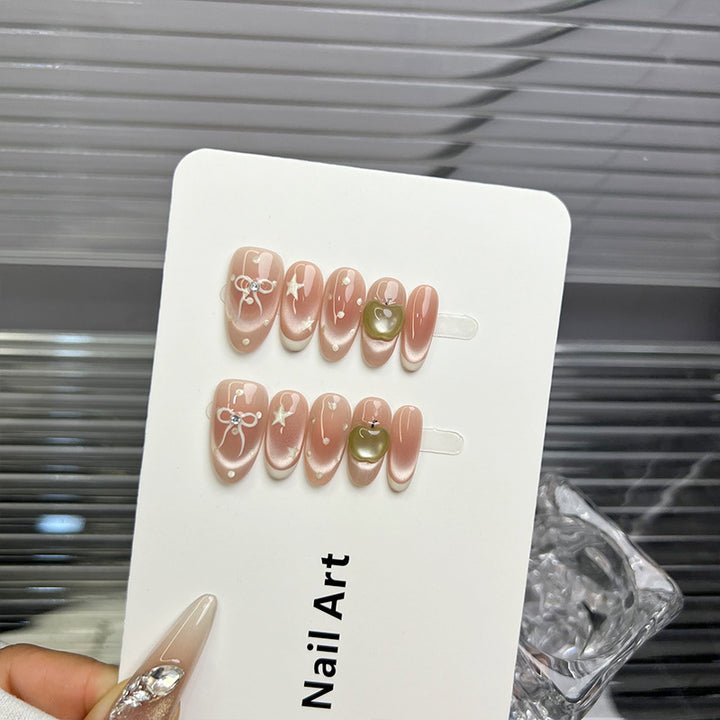 Decorative Press-On Nail Art Set with Floral and Heart Accents