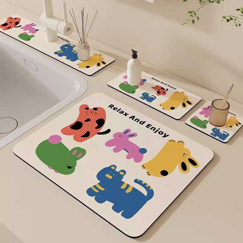 Cartoon Bear-Themed Bath Mat