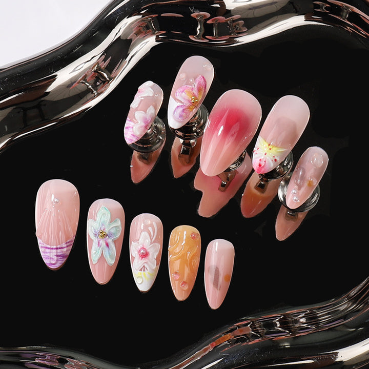 Artistic Floral Press-On Nail Set Stornfield