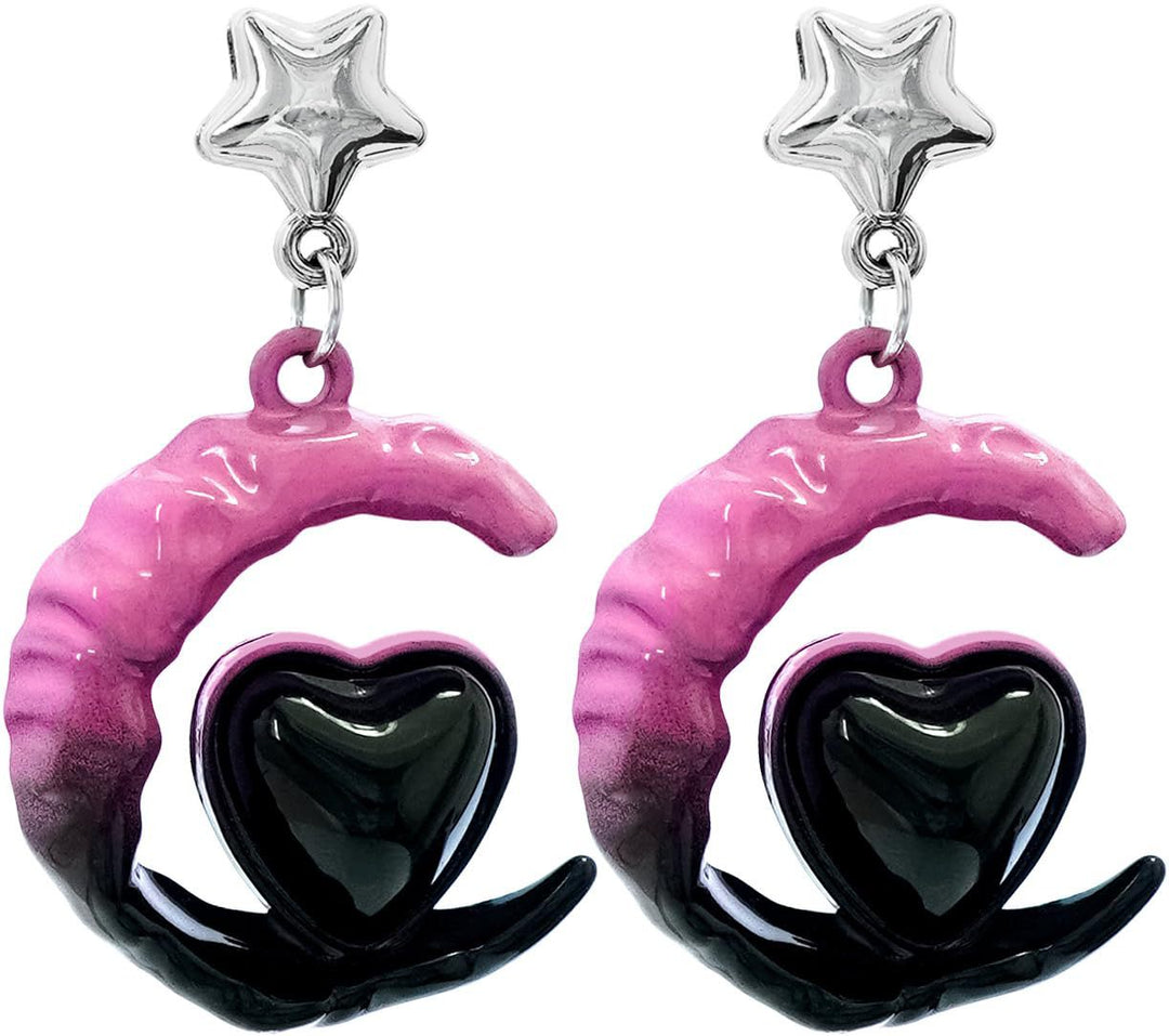 Artistic Moon and Heart Dangle Earrings Stornfield