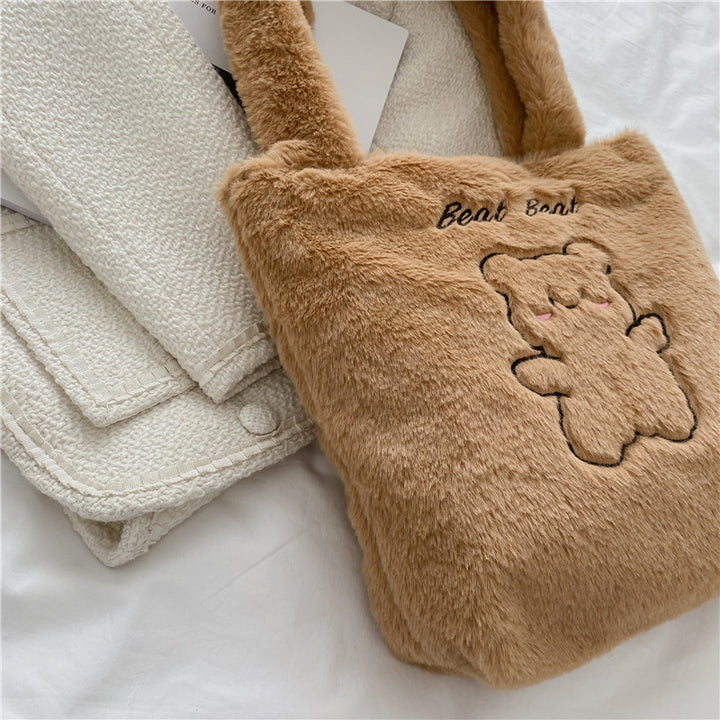 Plush Cartoon Bear Tote Bag