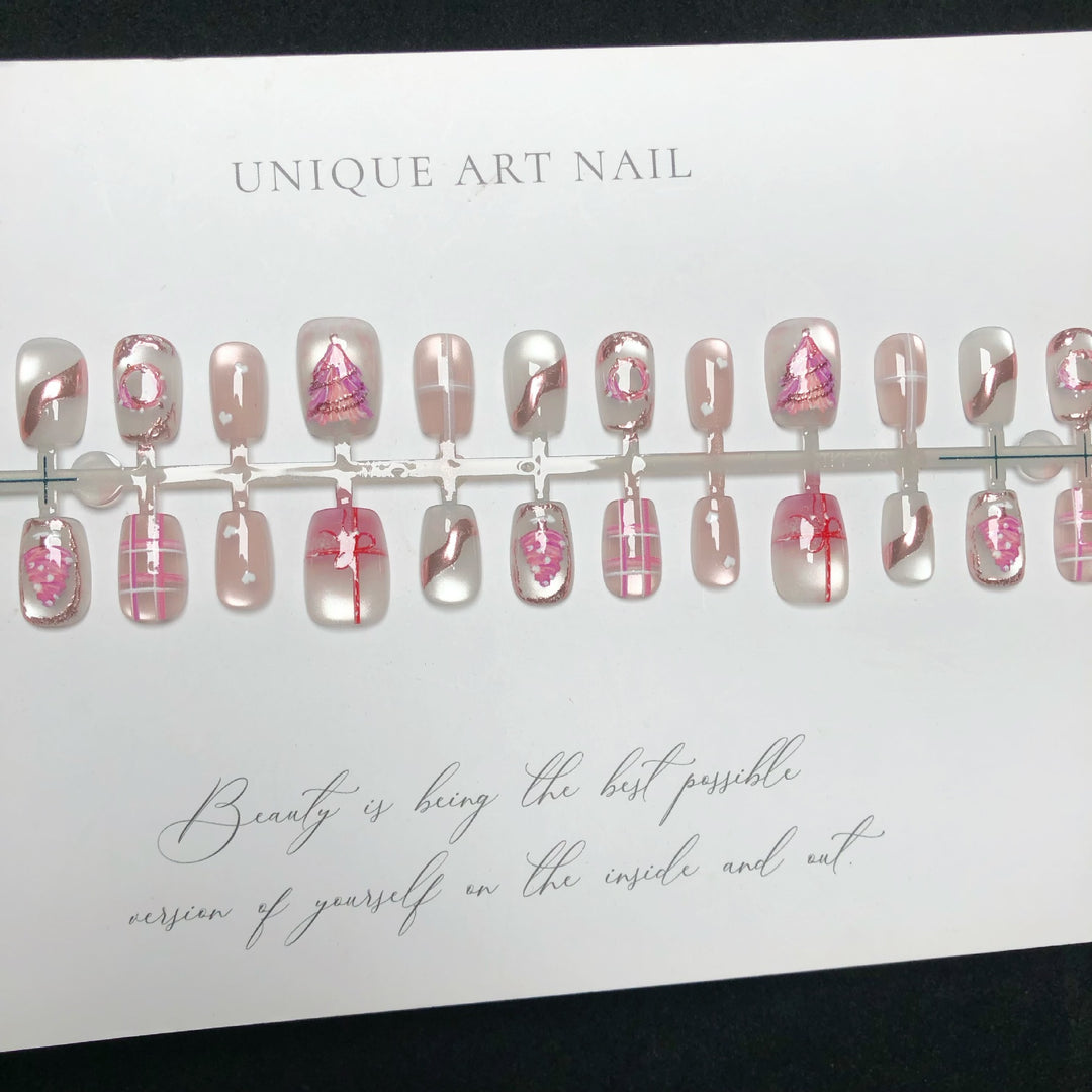 Holiday-Themed Elegant Press-On Nail Art Set