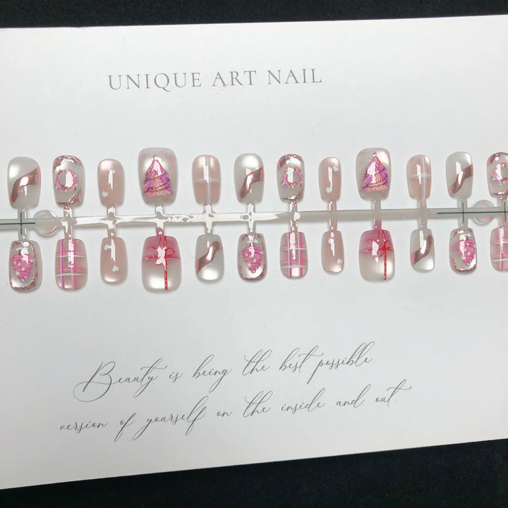 Holiday-Themed Elegant Press-On Nail Art Set