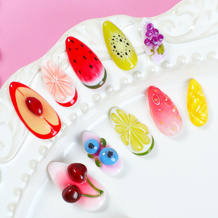 Creative nail art set with colorful fruit designs Stornfield