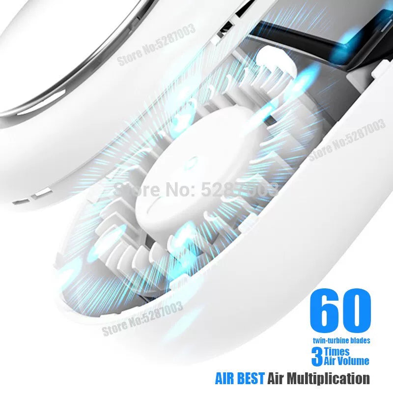 Women's one-size portable bladeless rechargeable hands-free neck fan with whisper-quiet brushless motors and adjustable airflow Stornfield