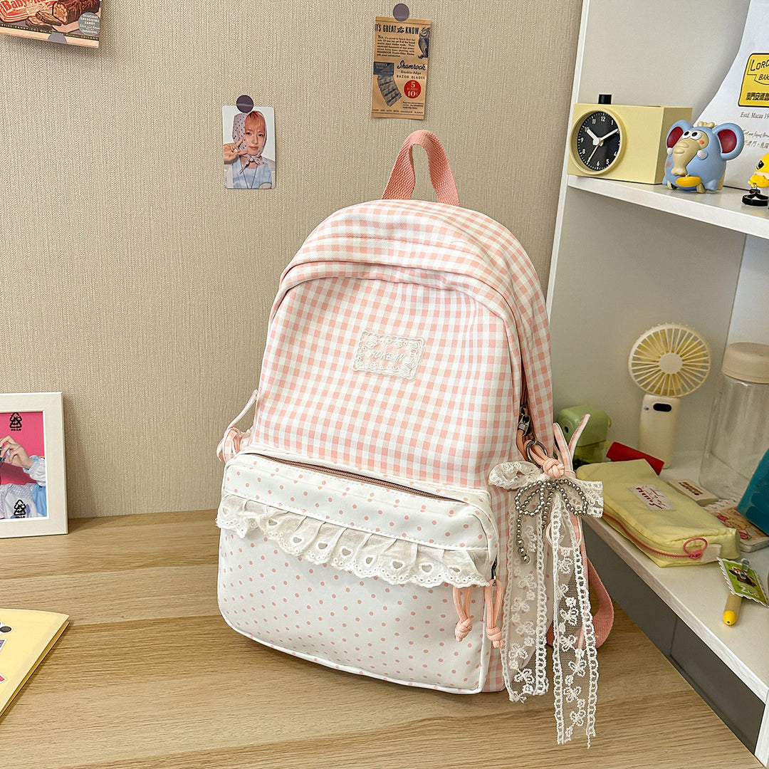 Stylish Gingham Patterned Backpack Stornfield