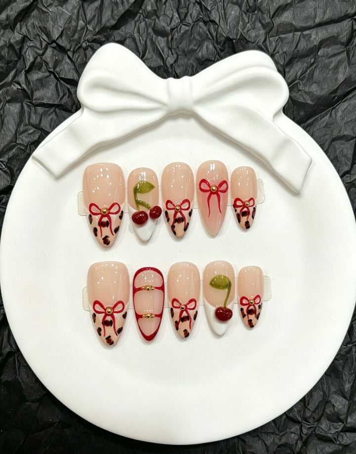 Decorative Press-On Nail Art Set with Floral and Whimsical Designs
