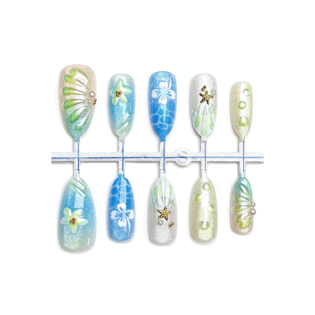 Decorative Press-On Nail Art Kit with Floral and Gem Designs
