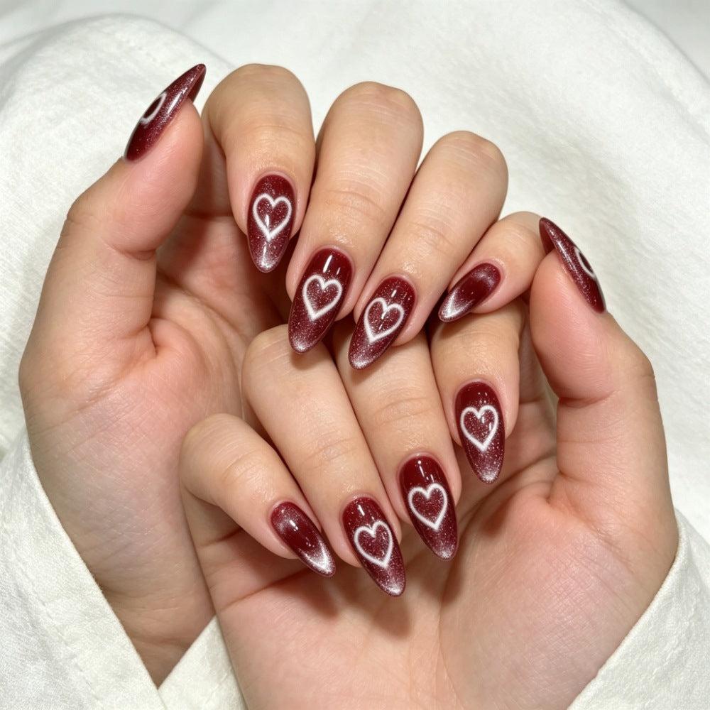 Heart-Designed Glamorous Press-On Nails Stornfield